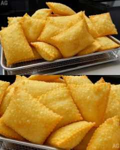 Massa de pastel de feira crocante e sequinha feita com ingredientes que você tem em casa