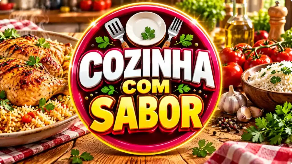 Ilustração editorial do tema Cozinha com Sabor com pratos caseiros em ambiente de cozinha