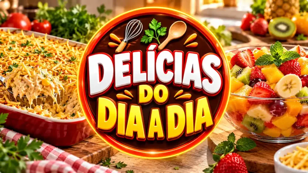 Ilustração editorial do tema Delícias do Dia a Dia com pratos caseiros em ambiente de cozinha