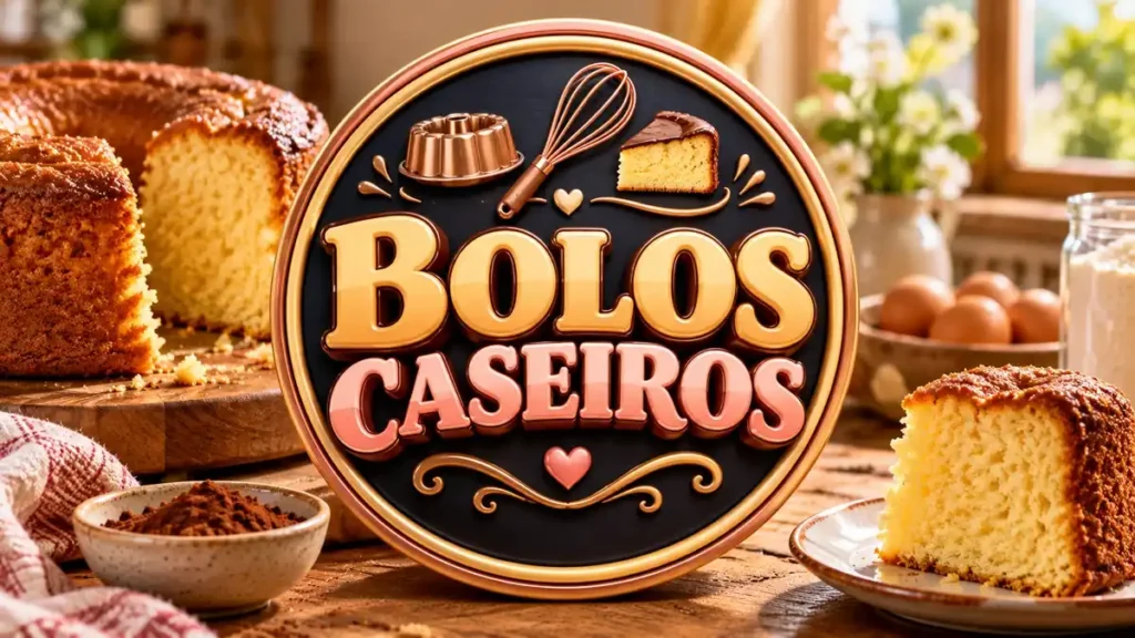 Arte ilustrativa 16:9 sobre bolos caseiros fofinhos, categoria receitas, no AulaFocus