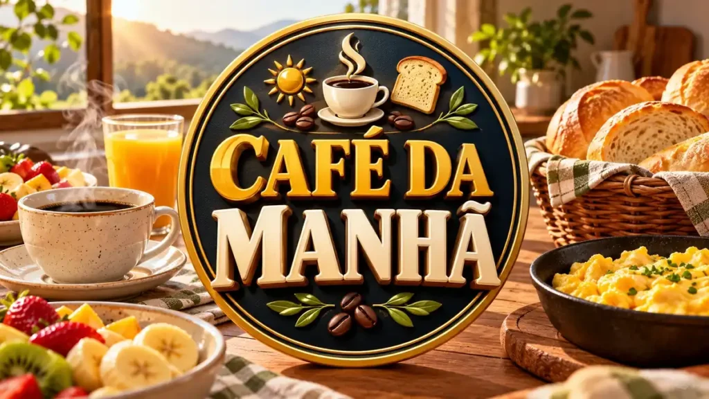 Arte ilustrativa 16:9 sobre café da manhã caseiro, categoria receitas, no AulaFocus