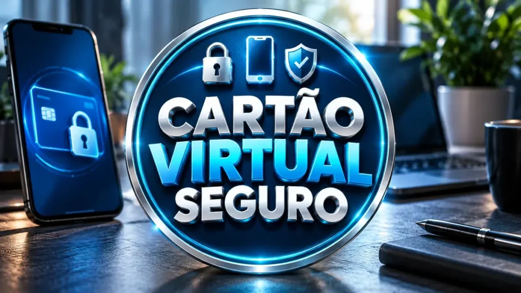 Arte ilustrativa 16:9 sobre cartão virtual e segurança digital, categoria cartão, no AulaFocus
