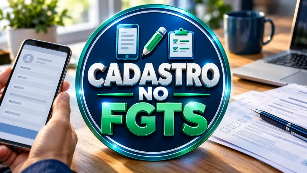 Arte ilustrativa 16:9 sobre como atualizar cadastro no fgts, categoria fgts, no AulaFocus