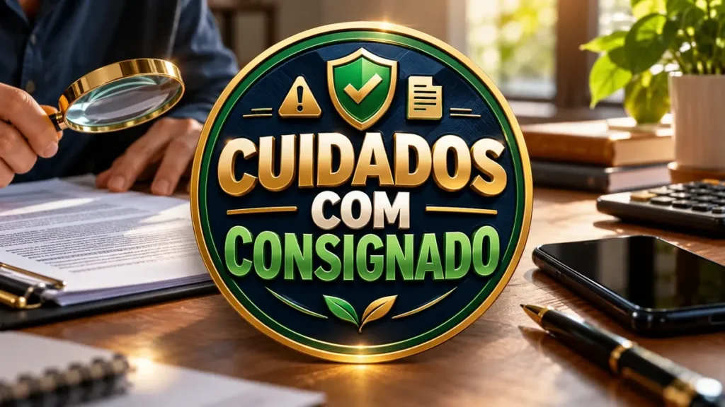 Arte ilustrativa 16:9 sobre como consultar averbação consignada, categoria consignado, no AulaFocus
