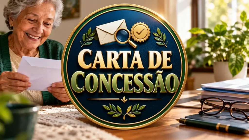Arte ilustrativa 16:9 sobre como consultar carta de concessão, categoria inss, no AulaFocus