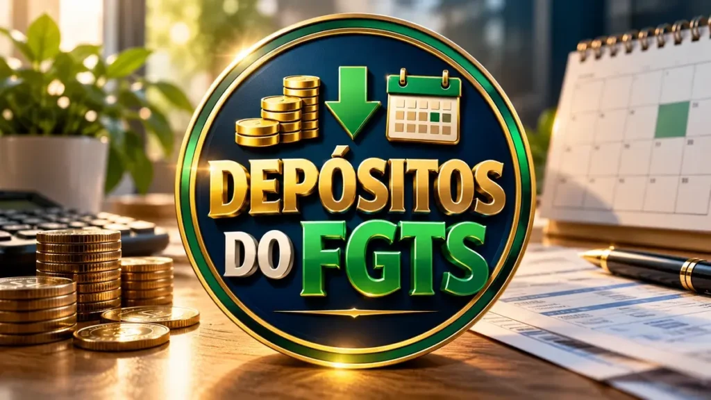 Arte ilustrativa 16:9 sobre como funciona depósito do fgts, categoria fgts, no AulaFocus