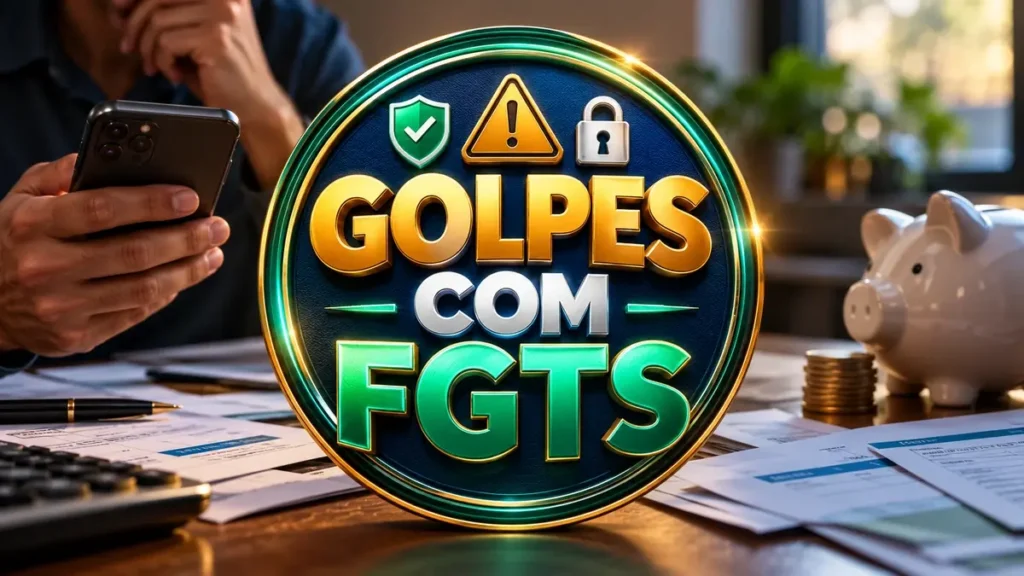 Arte ilustrativa 16:9 sobre como identificar fraudes com fgts, categoria fgts, no AulaFocus