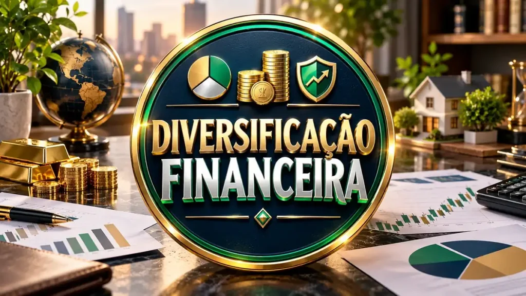 Arte ilustrativa 16:9 sobre como montar uma estratégia diversificada, categoria investimentos, no AulaFocus