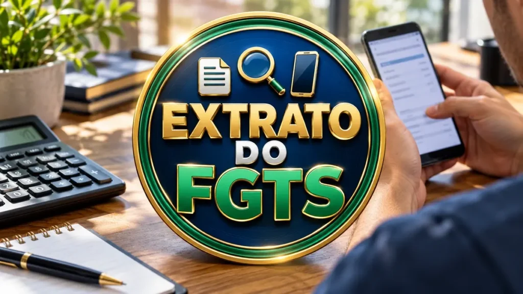 Arte ilustrativa 16:9 sobre consulta de extrato do fundo de garantia, categoria fgts, no AulaFocus