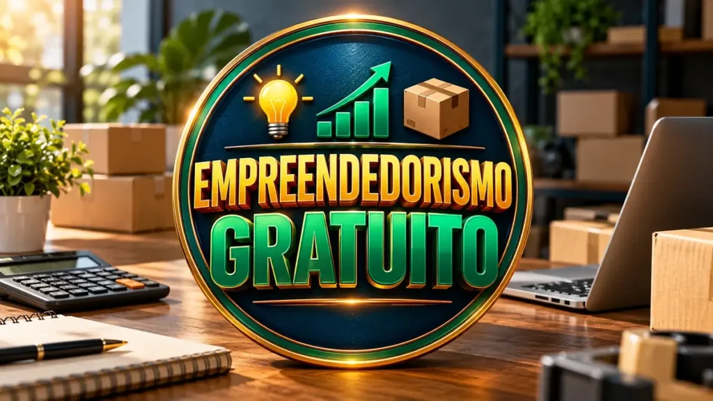 Arte ilustrativa 16:9 sobre cursos gratuitos de empreendedorismo, categoria cursos, no AulaFocus