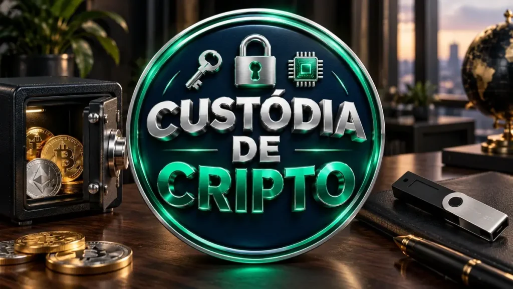 Arte ilustrativa 16:9 sobre custódia própria de ativos digitais, categoria criptos, no AulaFocus