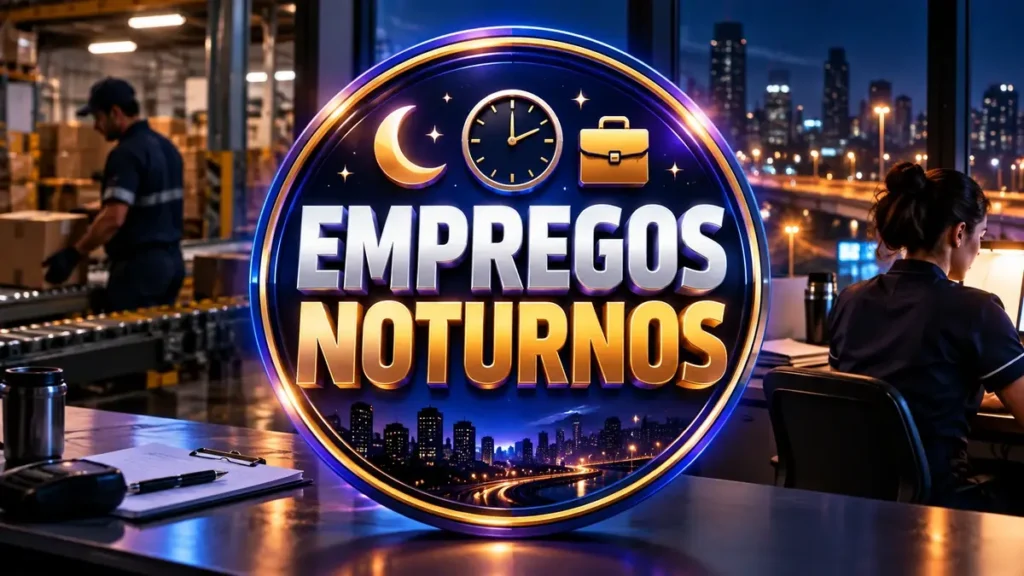 Arte ilustrativa 16:9 sobre empregos com turno noturno, categoria empregos, no AulaFocus