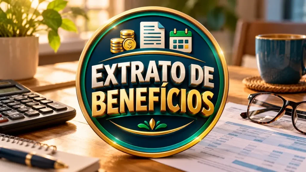 Arte ilustrativa 16:9 sobre extrato de pagamento de benefícios, categoria inss, no AulaFocus