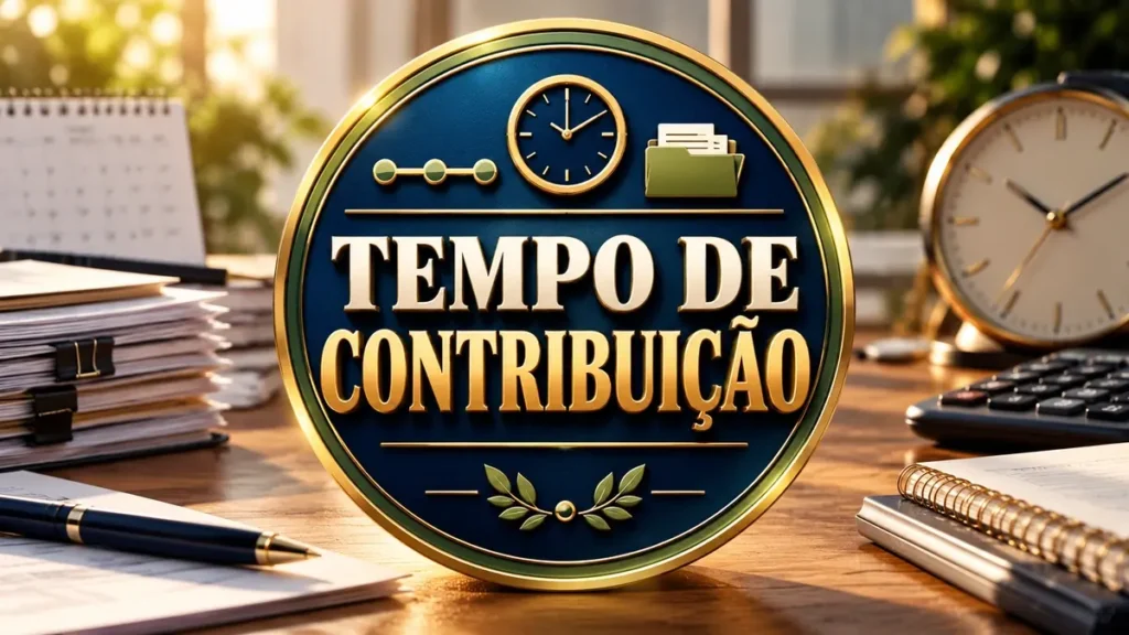 Arte ilustrativa 16:9 sobre informações sobre tempo de contribuição, categoria inss, no AulaFocus