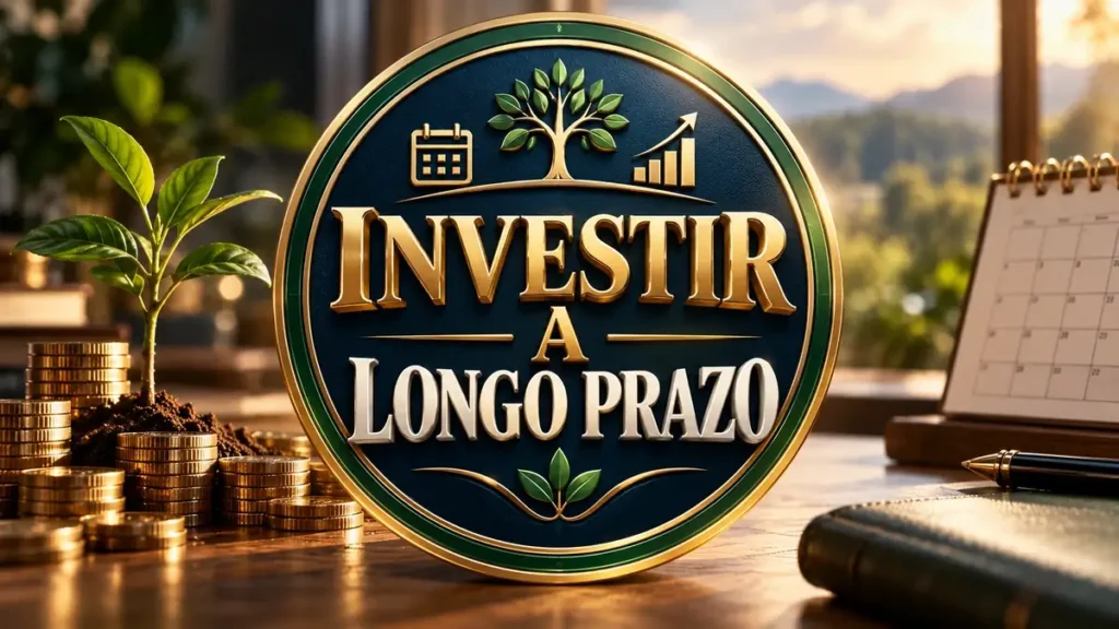Arte ilustrativa 16:9 sobre investir com objetivos de longo prazo, categoria investimentos, no AulaFocus