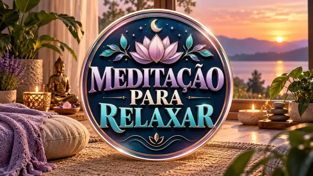 Arte ilustrativa 16:9 sobre meditação guiada para relaxar, categoria espiritualidade, no AulaFocus