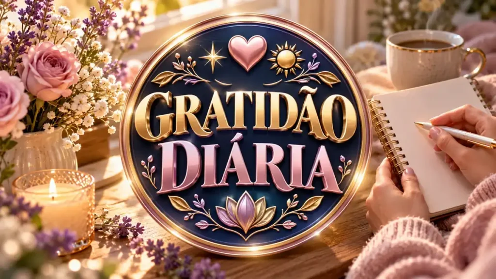 Arte ilustrativa 16:9 sobre mensagens de gratidão diária, categoria espiritualidade, no AulaFocus