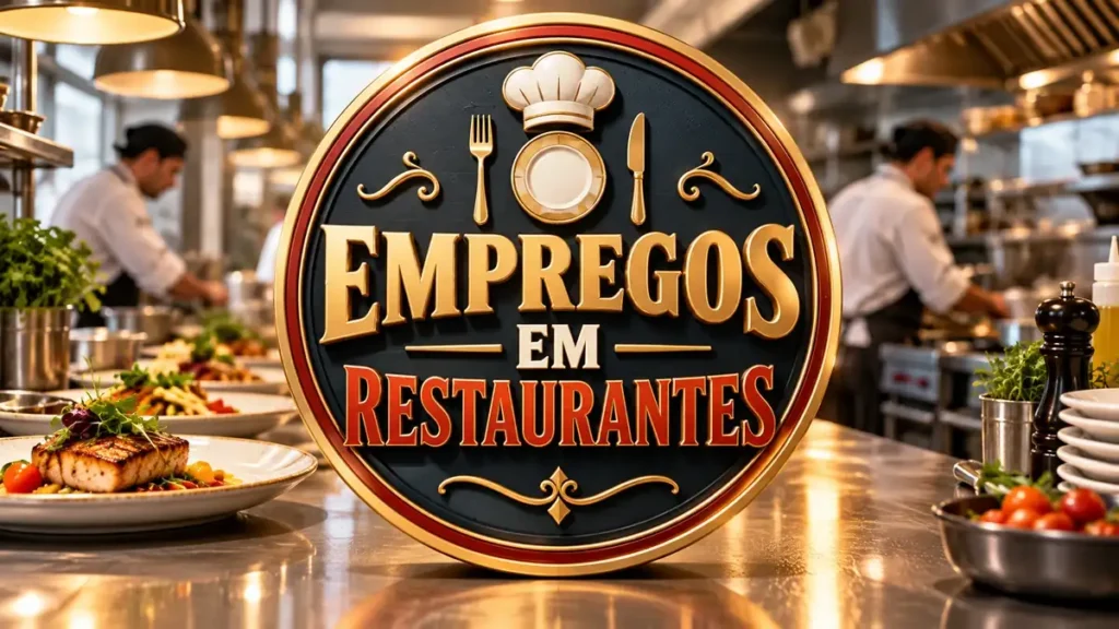 Arte ilustrativa 16:9 sobre oportunidades de emprego em restaurantes, categoria empregos, no AulaFocus