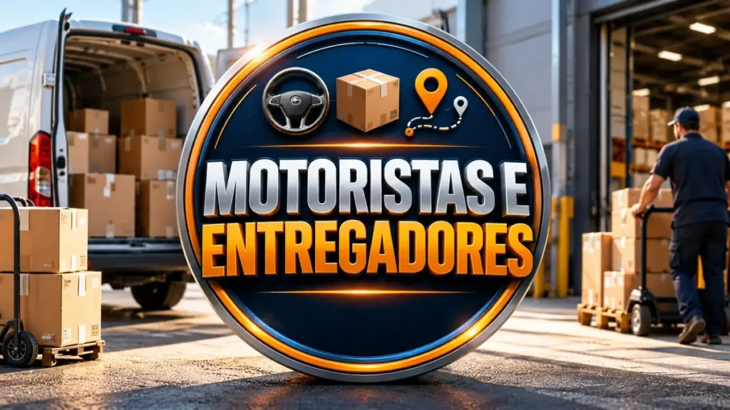 Arte ilustrativa 16:9 sobre oportunidades para motoristas e entregadores, categoria empregos, no AulaFocus