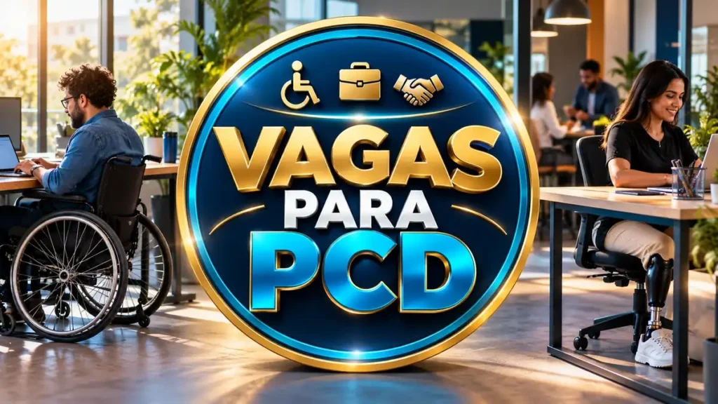 Arte ilustrativa 16:9 sobre oportunidades profissionais exclusivas para pcd, categoria empregos, no AulaFocus