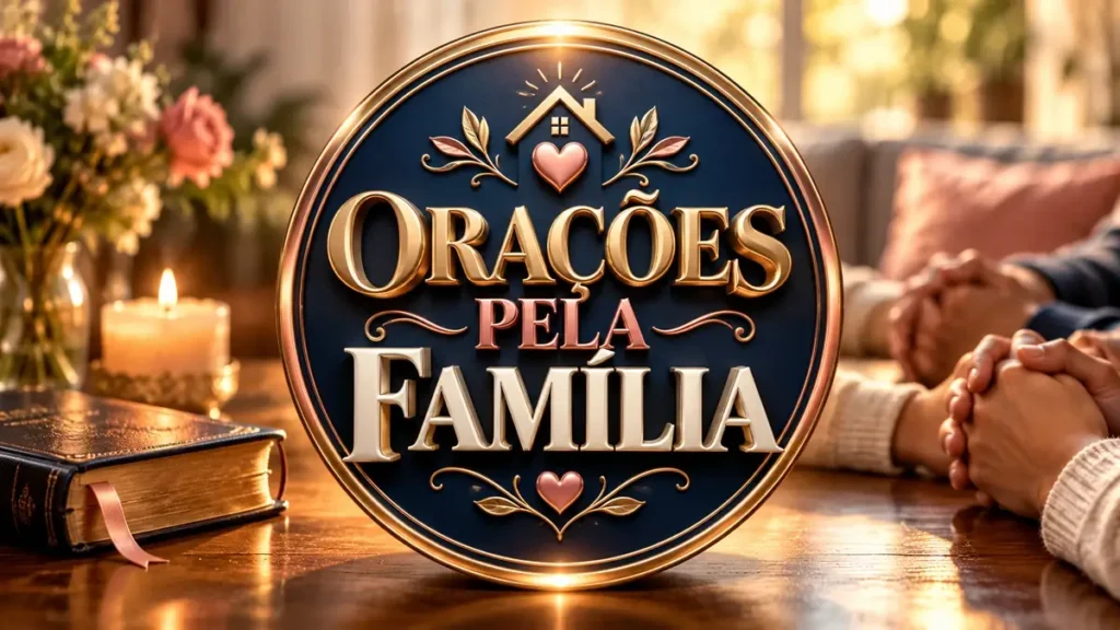 Arte ilustrativa 16:9 sobre orações pela família, categoria espiritualidade, no AulaFocus