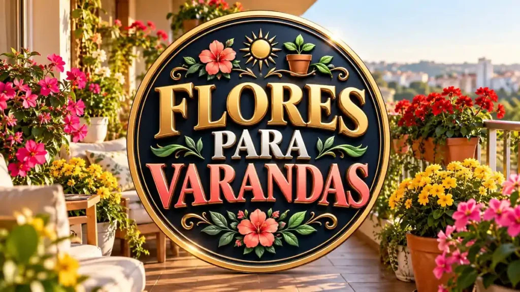Arte ilustrativa 16:9 sobre plantas floridas para varandas, categoria jardim, no AulaFocus