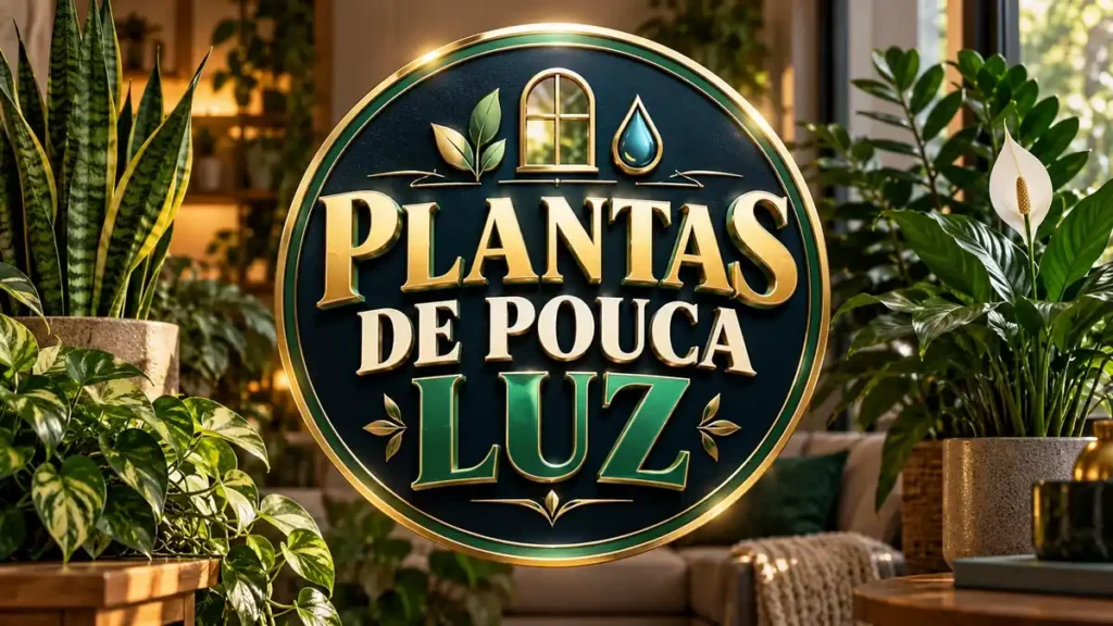 Arte ilustrativa 16:9 sobre plantas para ambientes com pouca luz, categoria jardim, no AulaFocus