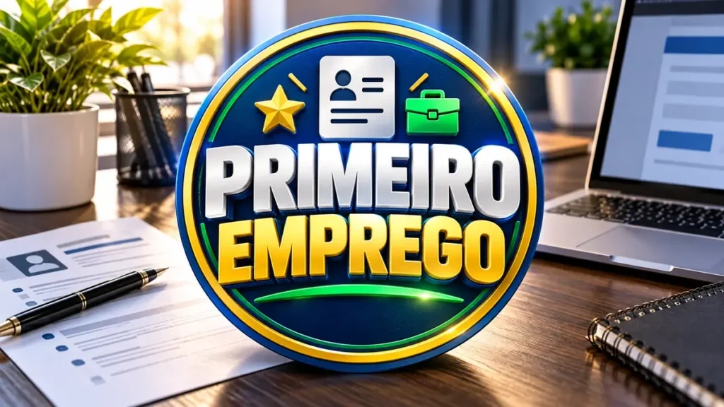 Arte ilustrativa 16:9 sobre primeiro emprego sem histórico profissional, categoria empregos, no AulaFocus
