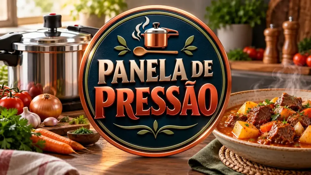 Arte ilustrativa 16:9 sobre receitas na panela de pressão, categoria receitas, no AulaFocus