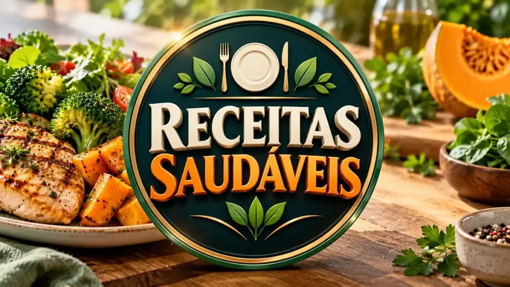 Arte ilustrativa 16:9 sobre receitas saudáveis para o dia a dia, categoria receitas, no AulaFocus