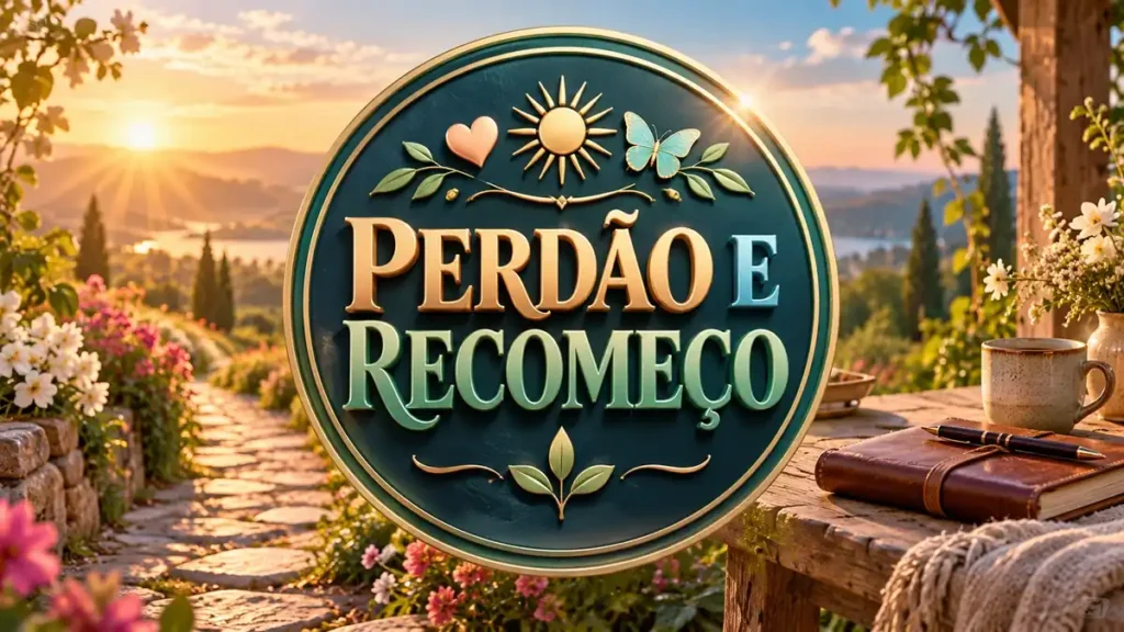 Arte ilustrativa 16:9 sobre reflexões sobre perdão e recomeço, categoria espiritualidade, no AulaFocus