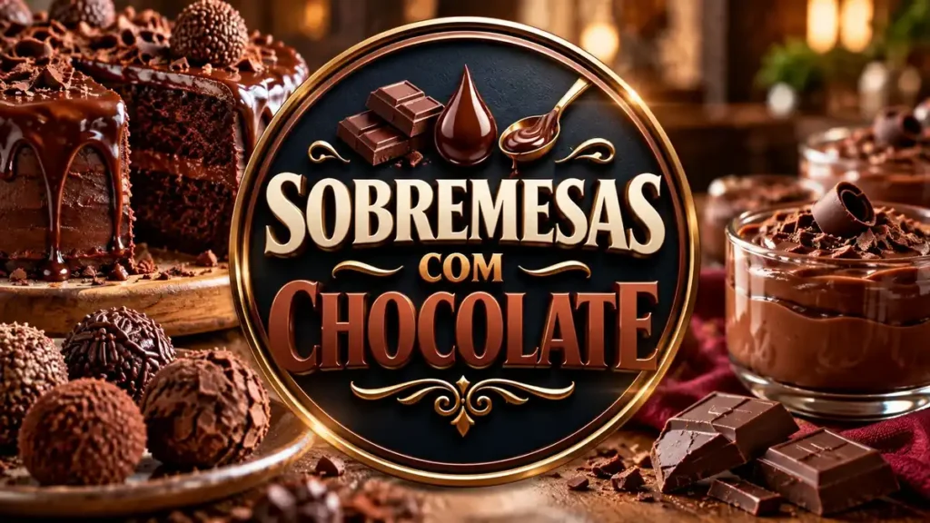 Arte ilustrativa 16:9 sobre sobremesas com chocolate, categoria receitas, no AulaFocus