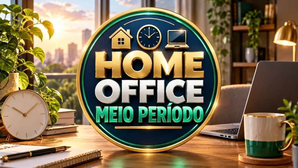 Arte ilustrativa 16:9 sobre vagas home office de meio período, categoria empregos, no AulaFocus