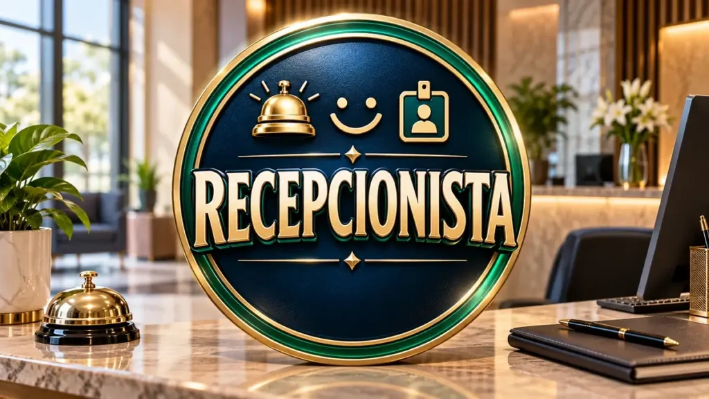 Arte ilustrativa 16:9 sobre vagas para recepcionista, categoria empregos, no AulaFocus