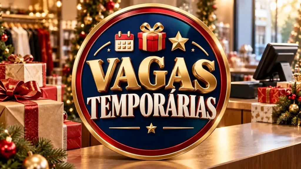 Arte ilustrativa 16:9 sobre vagas temporárias de fim de ano, categoria empregos, no AulaFocus
