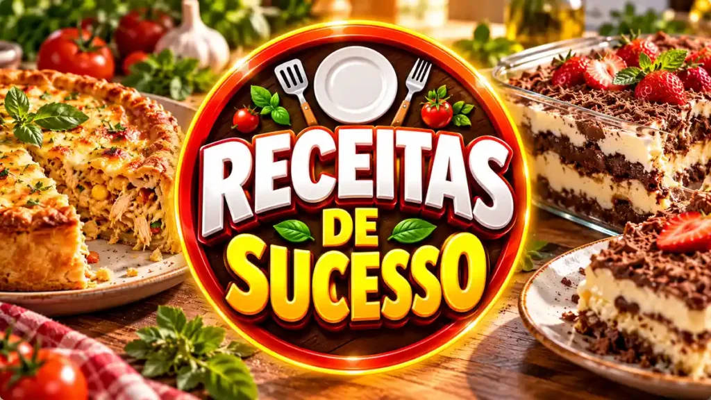 Ilustração editorial do tema Receitas de Sucesso com pratos caseiros em ambiente de cozinha