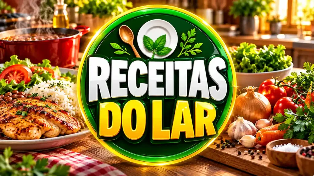 Ilustração editorial do tema Receitas do Lar com pratos caseiros em ambiente de cozinha