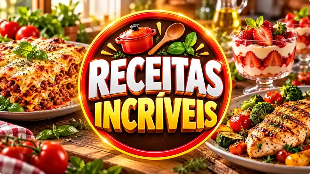 Ilustração editorial do tema Receitas Incríveis com pratos caseiros em ambiente de cozinha