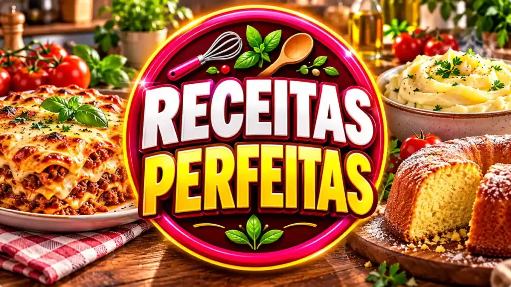 Ilustração editorial do tema Receitas Perfeitas com pratos caseiros em ambiente de cozinha